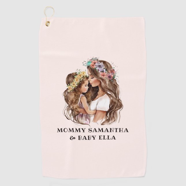 Adorable Mom and Daughter Bond (9) Golf Towel (Front)