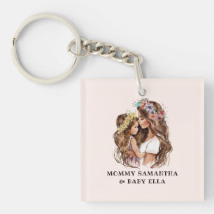 Adorable Mom and Daughter Bond (9) Keychain