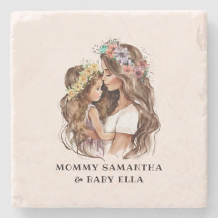 Adorable Mom and Daughter Bond (9) Stone Coaster