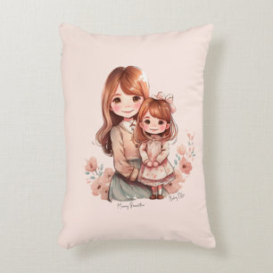 Adorable Mom and Daughter Bond Accent Pillow
