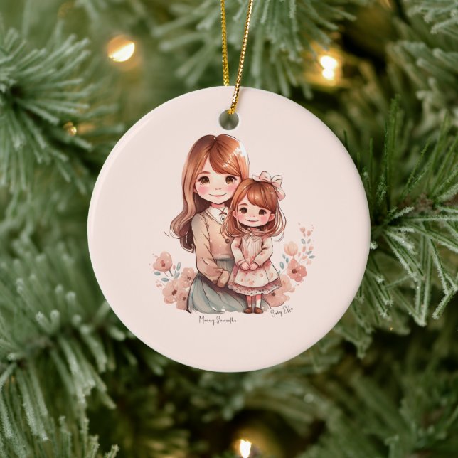 Adorable Mom and Daughter Bond Ceramic Ornament (Tree)