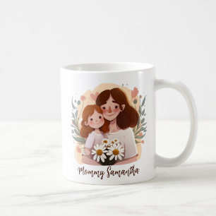 Adorable Mom and Daughter Bond - Floral Frame (2) Coffee Mug