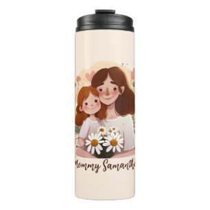 Adorable Mom and Daughter Bond - Floral Frame (2) Thermal Tumbler