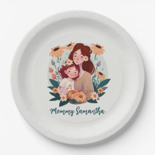 Adorable Mom and Daughter Bond - Floral Frame (3) Paper Plate