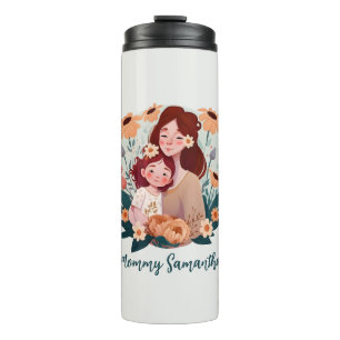 Adorable Mom and Daughter Bond - Floral Frame (3) Thermal Tumbler