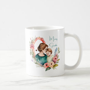 Adorable Mom and Daughter Bond - Floral Frame (4) Coffee Mug