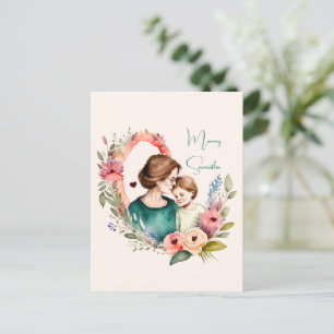 Adorable Mom and Daughter Bond - Floral Frame (4) Postcard