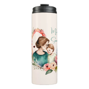 Adorable Mom and Daughter Bond - Floral Frame (4) Thermal Tumbler