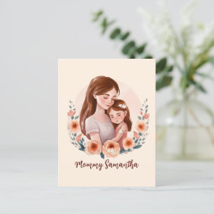 Adorable Mom and Daughter Bond - Floral Frame Postcard