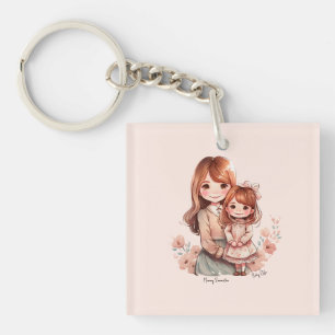 Adorable Mom and Daughter Bond Keychain
