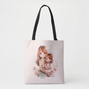 Adorable Mom and Daughter Bond Tote Bag