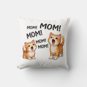 Adorable MOM! MOM! MOM Orange Tabby Kittens  Throw Pillow