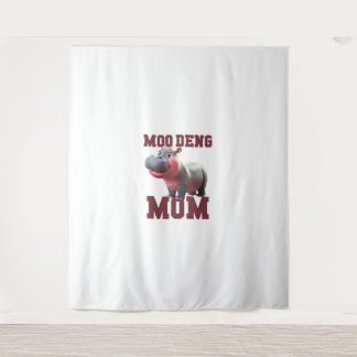 Adorable MOO DENG MOM Baby Hippo Mama Dabbing Prin Tapestry