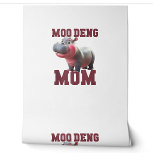 Adorable MOO DENG MOM Baby Hippo Mama Dabbing Prin Wallpaper