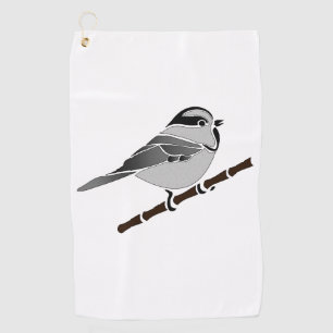 Adorable Mountain Chickadee Bird Illustrated Golf Towel