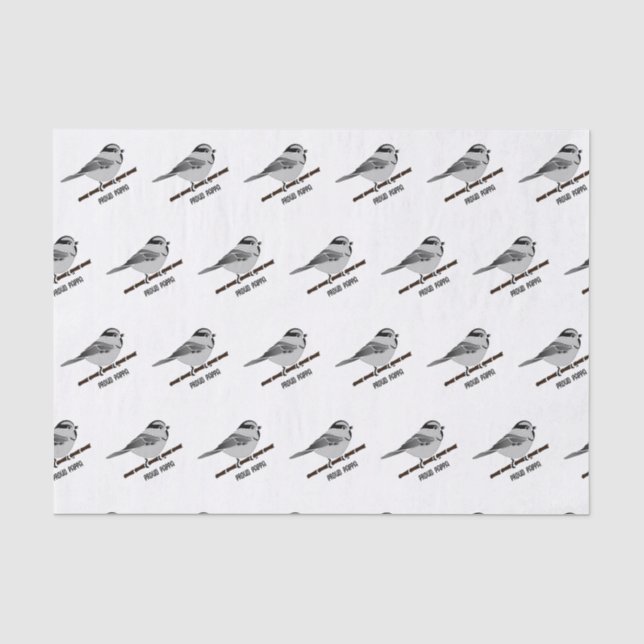 Adorable Mountain Chickadee Bird Illustrated Tissue Paper (Front)
