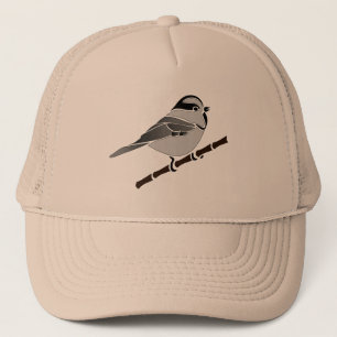 Adorable Mountain Chickadee Bird Illustrated Trucker Hat