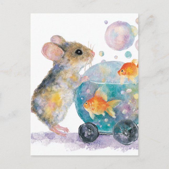 Adorable Mouse and Goldfish Postcard (Front)