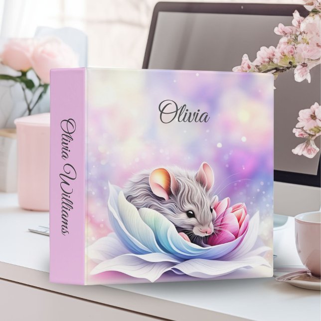 Adorable Mouse Sleeping Petals  Binder (Transform homework time into a whimsical adventure with our Mouse Meadow Bed binder!)