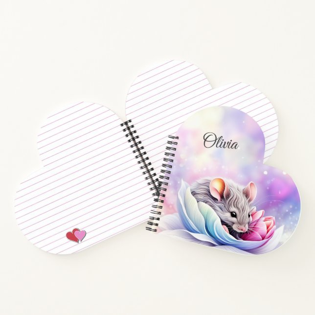 Adorable Mouse Sleeping Petals  Notebook (Inside)