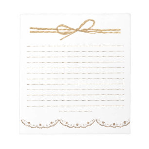 Adorable natural background with lace brown white notepad