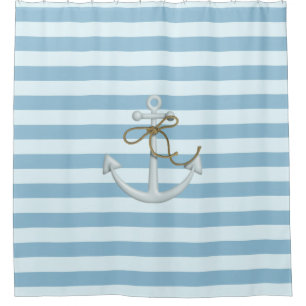 Adorable Nautical Anchor on Light Blue  Stripes