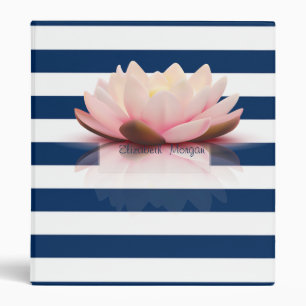 Adorable Navy Blue Striped, Lotus Binder
