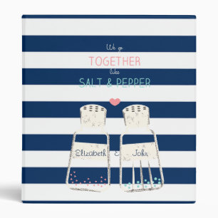 Adorable Navy Blue Striped,Salt & Pepper Binder
