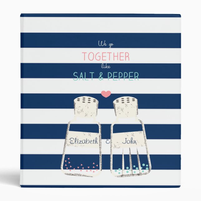 Adorable Navy Blue Striped,Salt & Pepper Binder (Front)