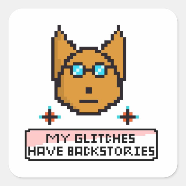 Adorable Nerd Puppy with Glasses Square Sticker (Front)