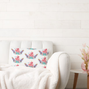 Adorable Ocean Octopus & Colourful Seashells Lumbar Pillow