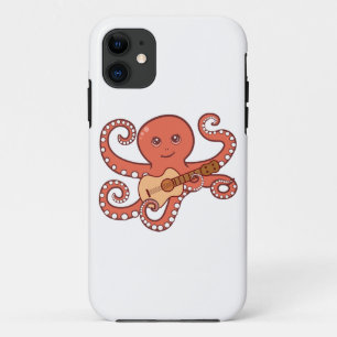 Adorable Octopus Playing Acoustic Guitar Cartoon iPhone 11 Case