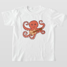 Adorable Octopus Playing Acoustic Guitar Cartoon
