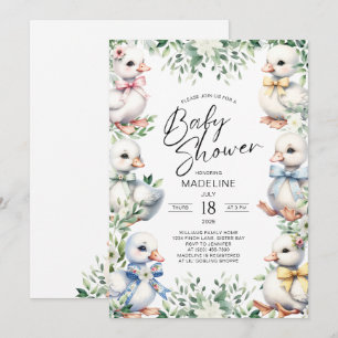 Adorable Oie verte Baby shower Invitation