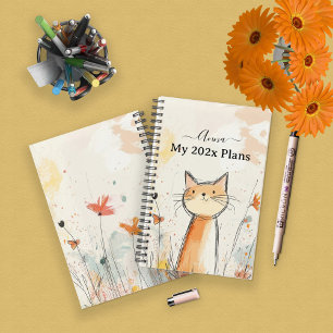 Adorable Orange Cat Illustration Personalized Planner