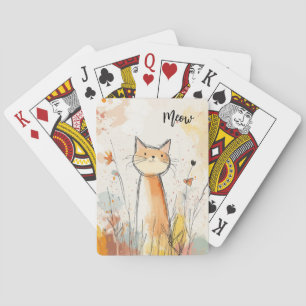 Adorable Orange Cat Illustration Personalized Playing Cards