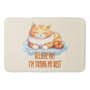 Adorable Orange Tabby Cat- I'm Trying My Best Bath Mat