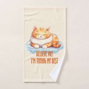 Adorable Orange Tabby Cat- I'm Trying My Best Bath Towel Set
