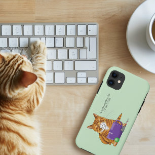 Adorable Orange Tabby Green Father’s Day Purple  iPhone 11 Case