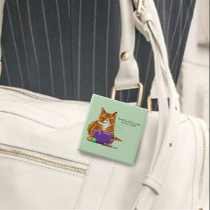 Adorable Orange Tabby Green Mother’s Day Purple 2 Inch Square Button