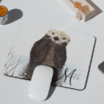 Adorable Otter Cute Personalized Monogram Mouse Pad<br><div class="desc">This design was created though digital art. It may be personalized in the area provide or customizing by choosing the click to customize further option and changing the name, initials or words. You may also change the text colour and style or delete the text for an image only design. Contact...</div>