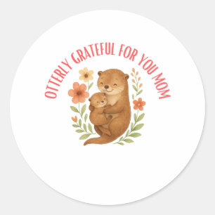 Adorable Otter Mom Mother's Day Classic Round Sticker