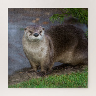 Adorable Otter on the Riverbank Jigsaw Puzzle