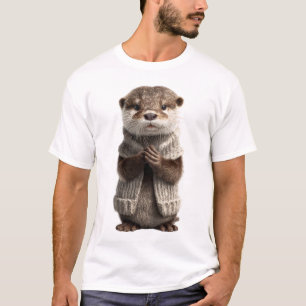 Adorable Otter Wearing Knitted Sweater