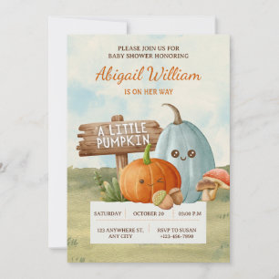 Adorable Our Little Pumpkin Baby Shower Invitation