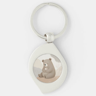 Adorable Ours Brun à la Marguerite - Aquarelle Keychain