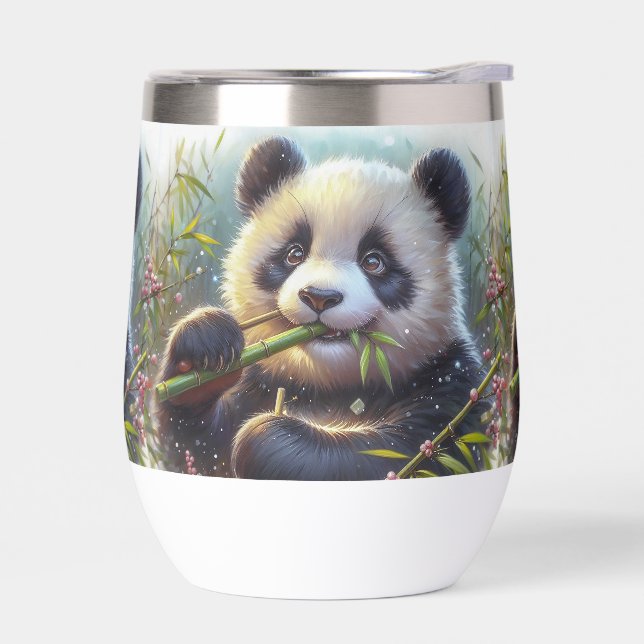 Adorable Ours De Panda Mangeant Bambou (Gauche)