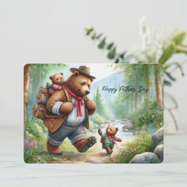Adorable Ours de Randonnée avec des oursons Carte  (Debout devant)