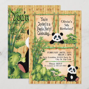 Adorable Ours Panda Anniversaire Fête Invitation