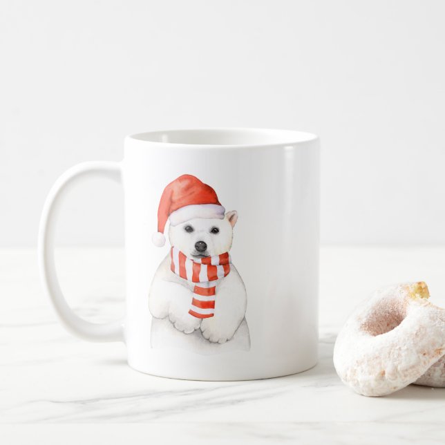 Adorable Ours Polaire De Fête Mug (Avec donut)